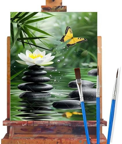 Malen Nach Zahlen Erwachsene Schmetterling,Lotusblume Malen Nach Zahlen DIY set Handgemalt Ölgemälde,Mit Pinseln und Acrylfarbe,Bastelset Erwachsene Frauen für Geschenke Home Wand Dekor 90x120cm C72