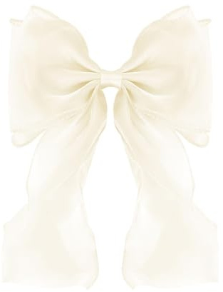 Große Haarschleifen Clips für Damen, helle Haarspangen Schleife aus Seide, langer Schwanz französisches Haarband, Bow Hair Clip, Haar-Accessoires für Mädchen (Weiß)