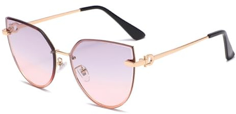 qinqilanqi-S Große Rahmen Damen Diamantschliff Katzenauge Sonnenbrille