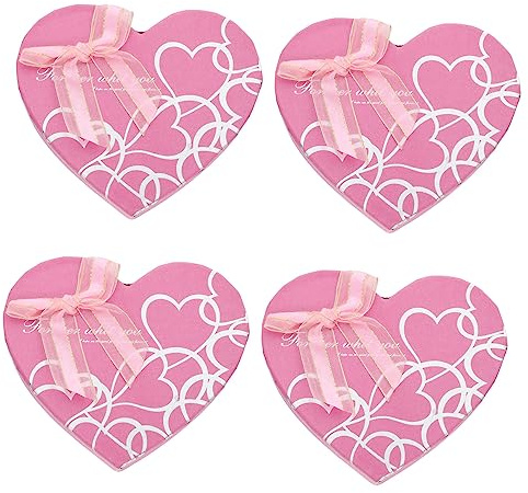 VALICLUD 4stücke Herzförmige Geschenkschachtel Aus Karton Für Schokolade Schmuck Aufbewahrungsbox Für Valentinstag Und Muttertag Und Stilvolles Design Rosa