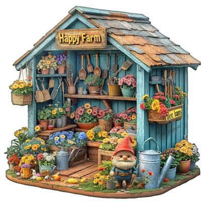 Jigfoxy Happy Farm Wooden Jigsaw Puzzles for Adults, 222pcs Unique Animal Shape Wood Puzzles, Birthday Gifts for Family Friend with wooden box(10.2 * 13.3in)