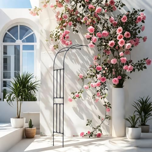 Arche de jardin galvanisée - 240-270 cm - Treillis de roses résistant aux intempéries pour plantes grimpantes - Assemblage facile - Demi-arc extérieur - Parfait pour la décoration et le soutien du