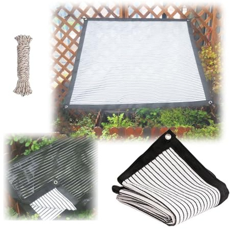 Generico Tende da Auto - 75% Alluminio Rete Telo Ombra - Rete Ombreggiante Privacy - Telo Parasole Riflettente Argentato - Panno Vele Ombreggiante Bianco E Nero Bifacciale(6 * 7 m-19.7 * 23 ft)
