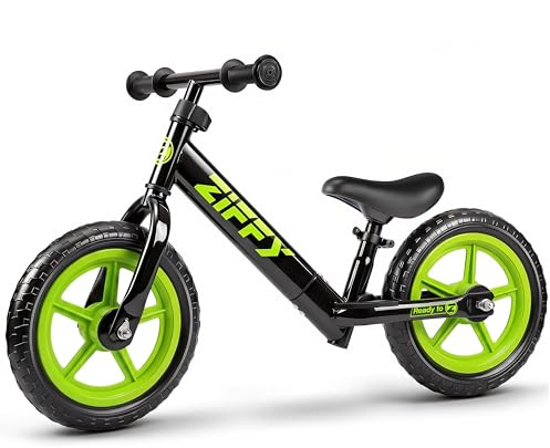 ZIFFY 12 Inch Toddler Balance Bike for 2-5 Years Old, No-Pedal Kids Balance Bike Toy, Lightweight Steel Frame, Sporty Outdoor Gift (Pink, Purple, Blue, Black, White)