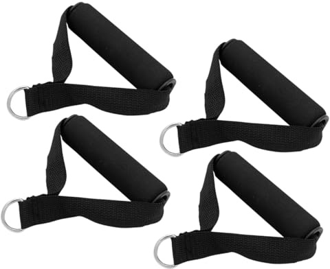 Zerodeko Mangos De Ejercicio Agarre para Entrenamiento De Fuerza con Tiradores De Espuma Negro, 4 Piezas, con Clips para Tubo De Resistencia, Uso Versátil Gimnasio y Hogar