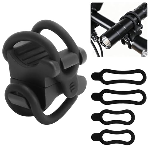 Support Lampe Vélo Pivotant à 360° – Fixation Universelle pour Lampe Torche 10–40mm, Clip Guidon Antidérapant, Installation Rapide sans Outil, Accessoire Vélo Route & VTT – Noir