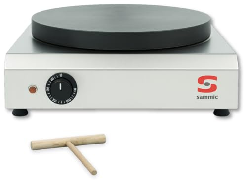 YOMMAK Crepera Electrica Profesional Sammic CE-135 | Sarten Crepes Acero Inoxidable sin Recubrimientos | Maquina Tortitas Pancakes Dinámica Para Uso Industrial o Doméstico | Panquequera Electrica