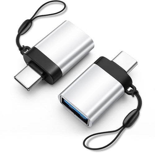 HAUXGOGO Adaptador USB-C a USB 3.0 (2 Unidades), Compatible con Transferencia de Datos y conversión de Interfaz, Carga y OTG- Plata