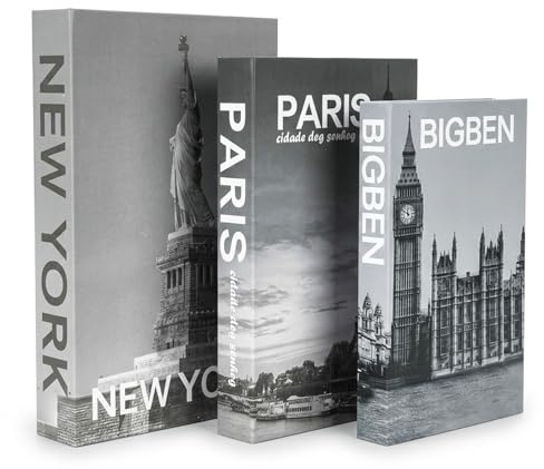 Feruchun 3 Pièces Faux Livre Decoration,Faux Livres Decoratifs,Livre Boite de Rangement pour Bureau,Salon,Étagères (STYLE 2)