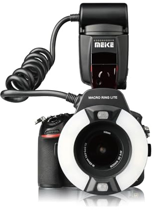 Meike 14EXT-N E-TTL Makro LED Ringblitz mit LED AF Assist Lampe für Nikon DSLR Kamera