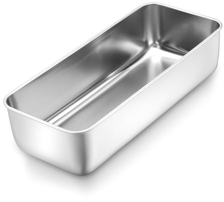 Herogo 3lb Large Stainless Steel Rectangular Loaf Tin - 31.5 x 13.6 x 7.5cm | Cake Tin Baking Loaf Pan, Metal Baking Bread Mould for Pumpkin Cake/Banana Bread/Lasagna/Toast, Non-toxic, Dishwasher Safe