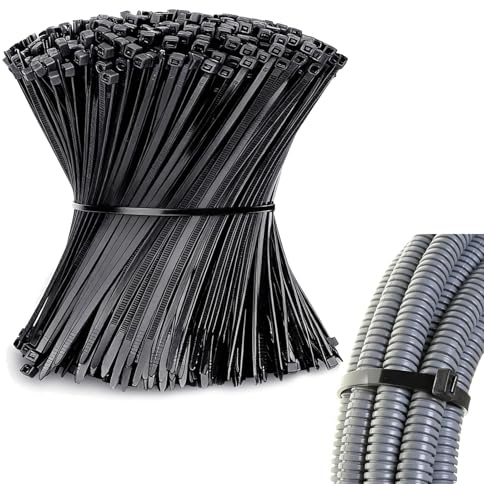 1000 Colliers de Serrage Nylon Noir 100 x 3 mm, Serre-Câbles Professionnels PA6.6 Résistants UV, Autobloquants, Pour Câble Management, Jardin, Atelier et Bricolage, collier de serrage nylon