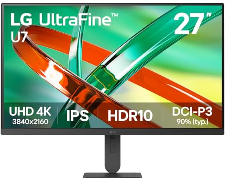 LG UltraFine™ U7 27U710B-B Monitor | 27 inch UHD 4K IPS, Black | Desktop Creators Display, HDR10, DCI-P3 90% (Typ.), 3-Side Borderless, Tilt & Height Adjustable Stand