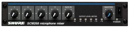 Shure SCM268 4-Channel Microphone Mixer (12V Phantom Power) with 6 Transformers, Auxiliary, Built-in Low-Cut Filter and IEC Cord Connector