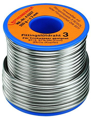 Rothenberger Fittingslot 3 Qualitäts-Weichlot (S-SN97Cu3, 230-250°C, 250 g, Ø 3 mm) 45255