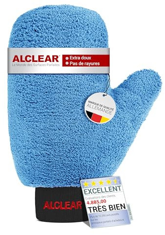ALCLEAR 950013b Gant nettoyant en microfibre pour jantes de voiture, de vélo, de la moto, 26x12 cm, sans brosse pour jantes en aluminium, jantes en acier, enjoliveurs de jantes en acier, enjoliveurs de jantes en aluminium.