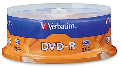 Verbatim DVD-R Blank Discs AZO Dye 4.7GB 16X Recordable Disc - 25 Pack Spindle