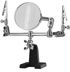 Helping Hands with Glass Magnifier, Silver