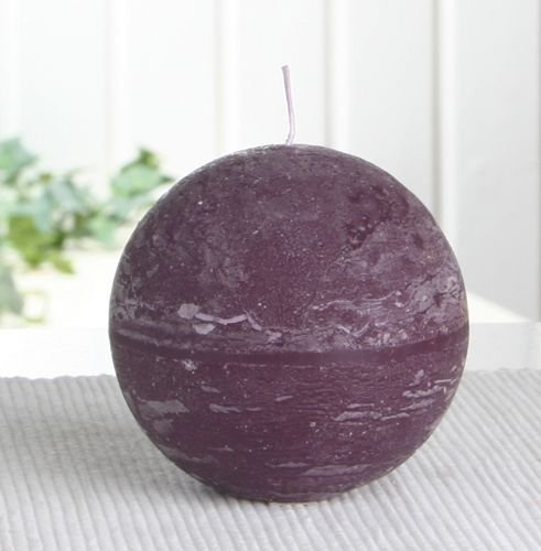 Rustik-Kugelkerze, 8 cm Ø, Pflaume-Burgund