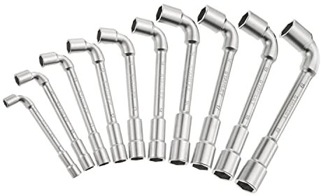 STANLEY 1-17-383 Clé à pipe débouchée 6 x 6 pans en L - Acier Chromé - Normes ISO et DIN - Profil maxiDrive 8, 10, 11, 12, 13, 16, 17, 18 et 19 mm - Jeu de 10 pièces
