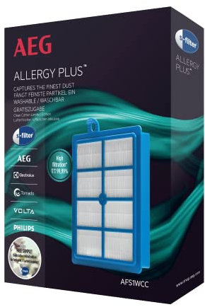 AEG AFS1W – Allergy Plus Filter, Washable Replacement Filter for AEG and Philips S-Bag Vacuum Cleaners, Cleaner Air and High Filtration, Compatible with UltraOne, UltraSilence, VX6-9 and LX7-9 Models