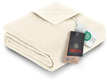 Ibena Porto xl Decke 180x220 cm – Baumwollmischung weich, warm & waschbar, Tagesdecke weiß einfarbig