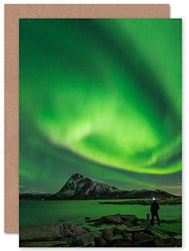 Fine Art Prints Northern Lights Lofoten Islands Norway Greeting Card With Envelope Inside Premium Quality
