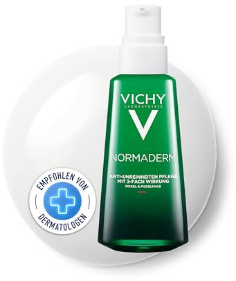 Vichy Normaderm, Trattamento Anti-Imperfezioni Doppia Azione, Per Pelli Grasse, Effetto Correttivo e Idratante, Con Acido Salicilico, Acido Ialuronico e Frazioni di Probiotici, 50 ml