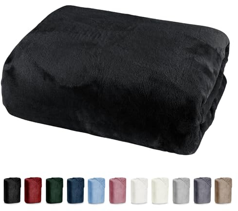 Bettlaken 150x200 Cashmere Touch Spannbettlaken Super Soft Winter Spannbetttuch Nicky Plüsch Teddy Typ585 Öko-Tex pflegeleicht schwarz für 140x200 bis 160x200