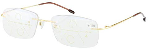 Rahmenlose Progressive Mehrfokus-Lesebrille mit Blaulicht-Filterlinse Fern und Nah Dua Verwenden Sie Brillen mit großer Sichtweite und Strahlenschutzbrille