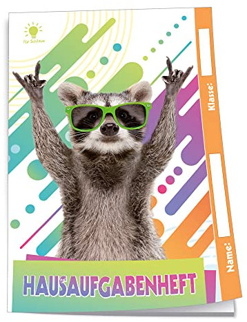 Trötsch Hausaufgabenheft für Schlaue Waschbär: A5, 96 Seiten, mit extra starkem Klarsichtumschlag