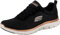 Skechers Flex Appeal 4.0 Brilliant View Regular, Zapatillas Mujer, Black Mesh Rose Gold Trim, 40 EU