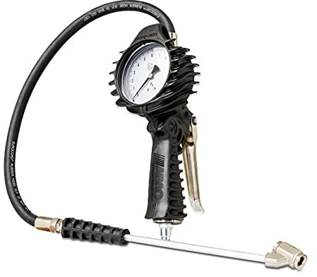 ABAC Kit para compresor inflador de neumáticos ABAC PRO Aprobado por la CEE - Manómetro de 80mm, conector de doble válvula para camiones y autobuses, manguera de 1,5m - Uso profesional - Peso: 0,86kg