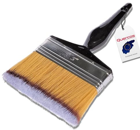 Quercos Pinceau de Surface 120mm. Pinceau Plat Evo-Fibre, Pinceau en Soie pour vitrifier ou vernir, Pinceau lasure. Pinceau Large Peinture. Brosse Rectangulaire.