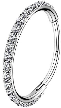 OUFER 18G Naso Anello Cerchio Hoop Nose Ring Nostril Helix Piercing Acciaio Inossidabile 316L CZ Daith Trago Argento Orecchino Cartilage Septum Clicker Gioielli 7 mm