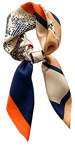 MEISEE Écharpe carrée 100% pure soie de mûrier 68,6 x 27,6 cm - 70 cm - Foulard pour femme en soie naturelle imprimée, Couleur café cheval orange, 27in