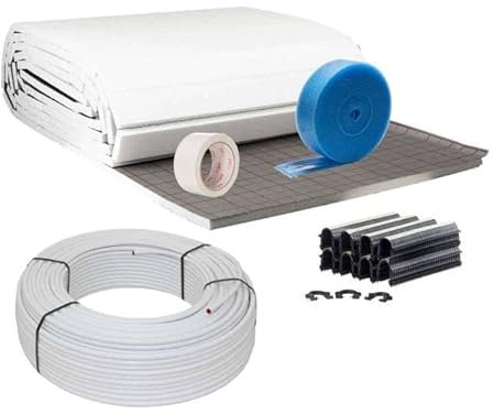 Fußbodenheizung Warmwasser Set 100m² Tackersystem 30 mm Rollbahn Alu-Verbund Rohr VA15 Zubehör