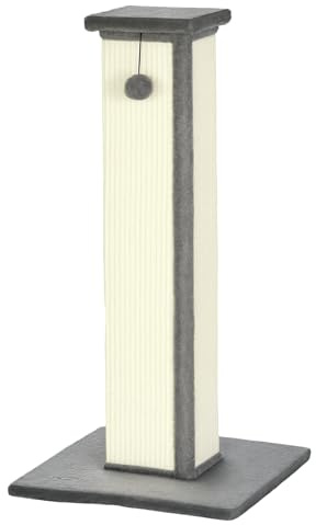 PawHut 81cm Cat Scratching Post w/Sisal Rope, Hanging Ball, Soft Plush - Grey