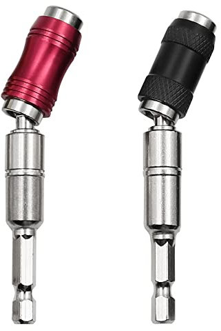 2 STÜCKE Schwenkbarer Bithalter Magnetischer Drehbohrerhalter Schnellspanner Flexibler Schraubendreher-Bithalter für Bohrer 1/4-Zoll-Bohrerverlängerung für enge Räume oder Ecken (rot + schwarz)
