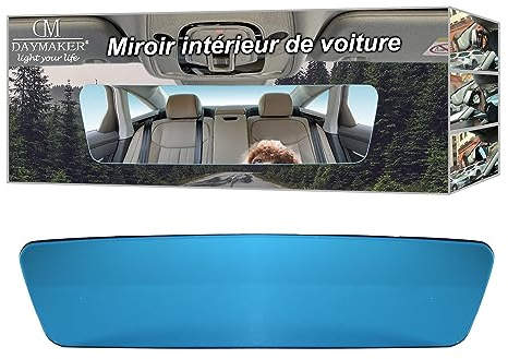 Rétroviseur Intérieur de Voiture 280mm 2.5HD Anti-éblouissement Rétroviseur Miroir Bleu Grand Angle Vue Arrière Claire Accessoires Remplacement Universel pour Voiture Bleu