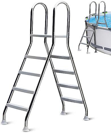 BOTOWI Escalera Antideslizante para Piscinas, Escalera para Piscinas elevadas, Escalera de Seguridad para Piscinas elevadas, Escalera extraíble de Acero Inoxidable para Piscinas, Carga 250 kg