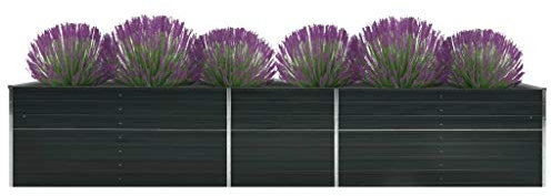 Hommdiy Garten-Hochbeet Verzinkter Stahl, Pflanzkasten Blumenkasten Gemüsebeet Pflanzkübel Pflanzbeet,Anthrazit (Anthrazit-400 x 80 x 77 cm)