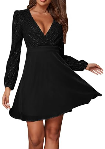 Robe Sexy Femme éRotique - Robes De SoiréE à Paillettes Scintillantes pour Adolescents Robe De Cocktail Courte à Bretelles Spaghetti Et Col BéNitier Robe Noire Dentelle