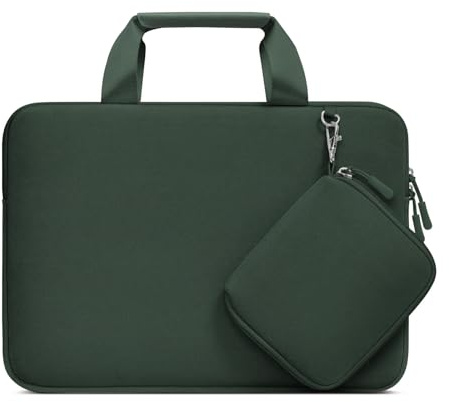 MOSISO 15 pollici Porta PC Laptopa Compatibile con MacBook Air 15 Dell XPS | 15 pollici Custodia Borsa per M5 M4 M3 M2 2026-2023, Borsa Computer Neoprene Maniglia&Borse Piccola Staccabile,Verde Smeraldo