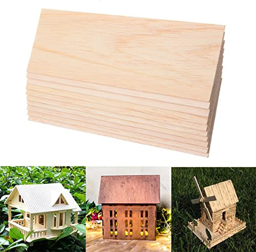 20 Pieces Wooden Plates Balsa Wood Hobby Wood Sheets for Craft DIY House Ship Aircraft Model Toys 300x100x1mm
