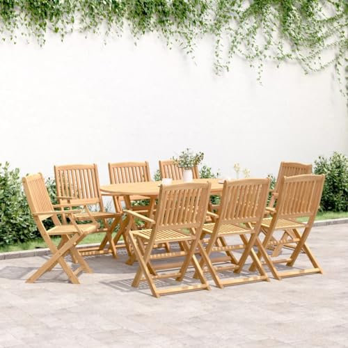 Festnight Gartenmöbel Set Holz 8+1-8 Hochlehner Stühle klappbar mit Tisch Wetterfest Akazie Garten Sitzgruppe Garten Terrasse Balkonmöbel Sitzgarnitur Garten-Essgruppe 160 x 85 x 75 cm