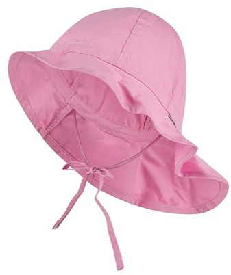 Sterntaler Sonnenhut - Unisex Sommerhut - UV-Schutz 50+ Mütze mit breiter Krempe und Größenregulierung - Nackenschutz - Bindebänder - Baby und Kinder Kopfbedeckung aus Popeline (Bio)