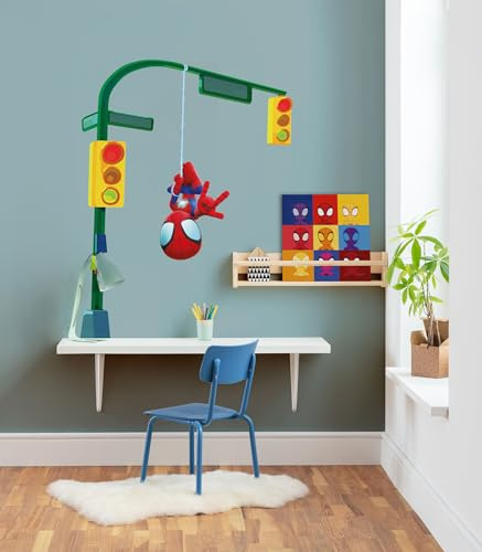 Komar Väggtatuering – Spidey and His Amazing Friends Lamp Swing – storlek 50 x 70 cm – Marvel, väggdekal, barnrum, klistermärke, färgglad