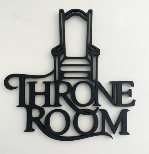 Toilettenschild Türschild | WC | Gäste-WC Schild | Klo Beschilderung | Türdeko Badezimmer | Selbstklebend Schwarz (Schwarz, Throne Room)