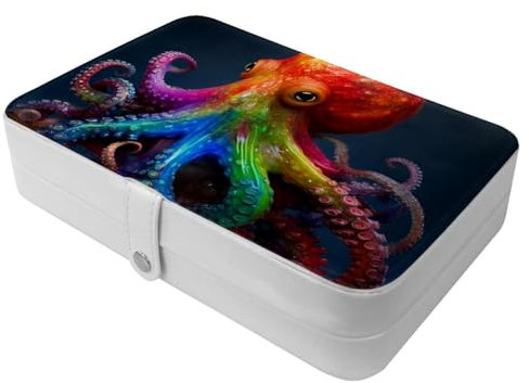 Octopus Art-1269 Reise-Schmuckschatulle – Ihre tragbare Schatztruhe für Ringe, Ohrringe, Halsketten. Tolles Geschenk für Frauen, die gerne reisen, großes Organizer-Etui, 1 Packung